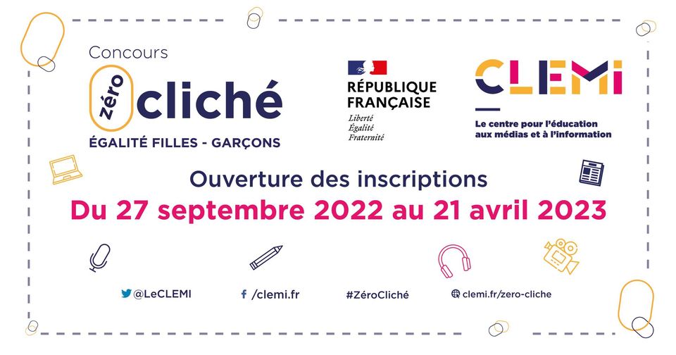 CONCOURS ZÉRO CLICHÉ POUR L'ÉGALITÉ FILLES-GARÇONS : édition 2023