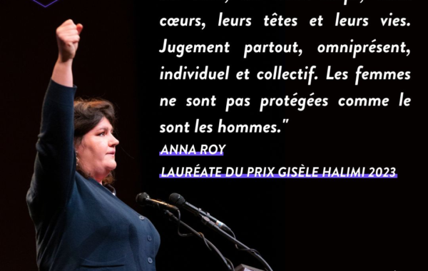 Anna Roy, lauréate du Prix Gisèle Halimi 2023 et du prix de l'Humanité