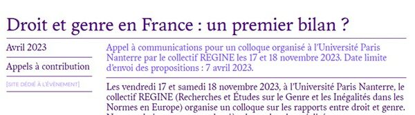 Droit et genre en France : un premier bilan ?