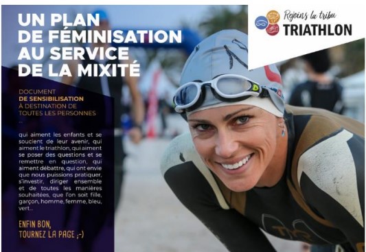 Quatre axes et 9 actions  composent le plan de féminisation/mixité de la FF Triathlon